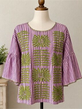 Sister Mary embroidered with green blouse